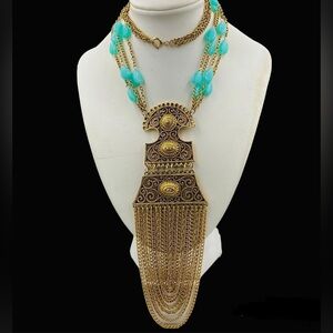 Vintage Goldette Etruscan Style Ornate Swag Necklace